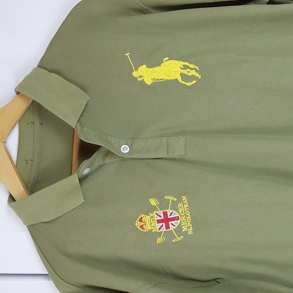 Mercer RL Polo Team Green Long Sleeve Shirt Vintage Sz Large